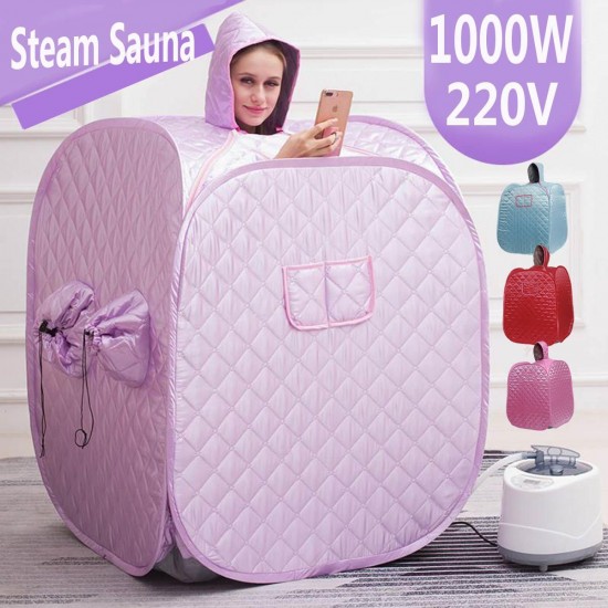 220V 1000W Steam Sauna Steaming Room for Dual User Intelligent Remote Control Collapsible with Steaming Machine Chair Storage Bag