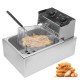 220V 6L/12L Timer Electric Fryer Deep Fryer With Lids & Baskets