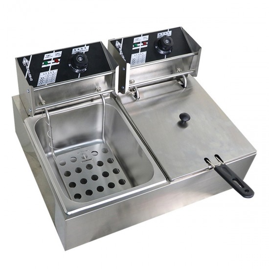 220V Deep Fryer Twin Frying Basket Chip Cooker Chef Electric Commercial Electric Fryer Pan Kitchen Appliances 220V Deep Fryer Twin Frying Basket Chip Cooker Chef Electric Commercial Electric Fryer Pan Kitchen Appliances