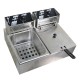 220V Deep Fryer Twin Frying Basket Chip Cooker Chef Electric Commercial Electric Fryer Pan Kitchen Appliances