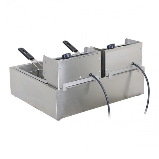 220V Deep Fryer Twin Frying Basket Chip Cooker Chef Electric Commercial Electric Fryer Pan Kitchen Appliances 220V Deep Fryer Twin Frying Basket Chip Cooker Chef Electric Commercial Electric Fryer Pan Kitchen Appliances