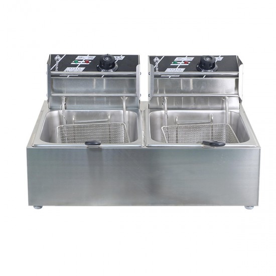 220V Deep Fryer Twin Frying Basket Chip Cooker Chef Electric Commercial Electric Fryer Pan Kitchen Appliances 220V Deep Fryer Twin Frying Basket Chip Cooker Chef Electric Commercial Electric Fryer Pan Kitchen Appliances