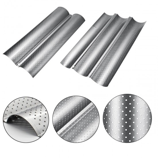 2/3 Grooves Alloy Non Stick French Bread Baking Tray Baguette Pan Tin Tray Bakeware Mold 2/3 Grooves Alloy Non Stick French Bread Baking Tray Baguette Pan Tin Tray Bakeware Mold