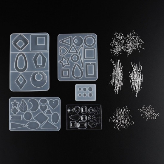 245Pcs DIY Silicone Earring Pendant Mold Resin Epoxy Jewelry Making Mould Tools