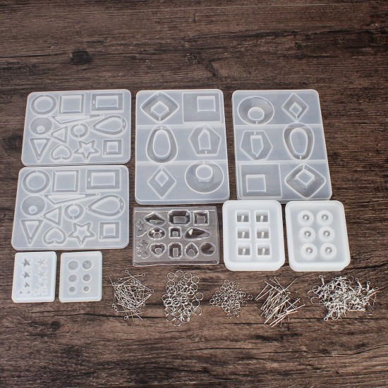 248PCS Silicone Earring Pendant Mold Necklace Jewelry Resin Mould Casting Craft
