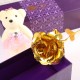 24K Gold Plated Rose Flower Valentine's Day Birthday Gifts with Cute Teddy Bear Decorations