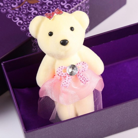 24K Gold Plated Rose Flower Valentine's Day Birthday Gifts with Cute Teddy Bear Decorations