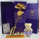 24K Gold Plated Rose Flower Valentine's Day Birthday Gifts with Cute Teddy Bear Decorations 24K Gold Plated Rose Flower Valentine's Day Birthday Gifts with Cute Teddy Bear Decorations