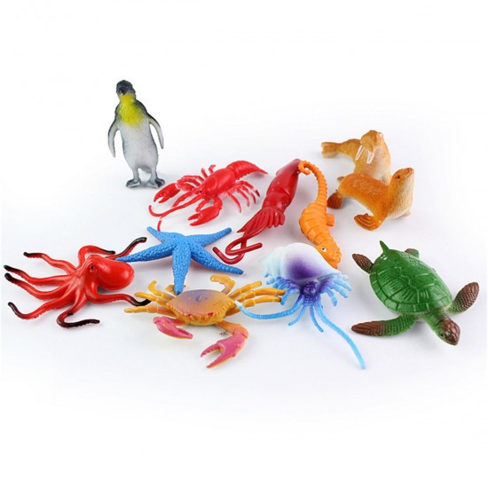 24PCS Plastic Ocean Animals Figure Sea Dolphin Turtle Creatures Model Toys Gift