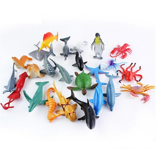 24PCS Plastic Ocean Animals Figure Sea Dolphin Turtle Creatures Model Toys Gift