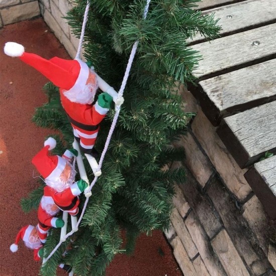 25cm Christmas Gift Pendant Merry Christmas Decoration Santa Claus Climbing On Rope Tree X-mas Ladder Toy Doll