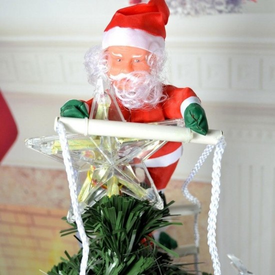 25cm Christmas Gift Pendant Merry Christmas Decoration Santa Claus Climbing On Rope Tree X-mas Ladder Toy Doll