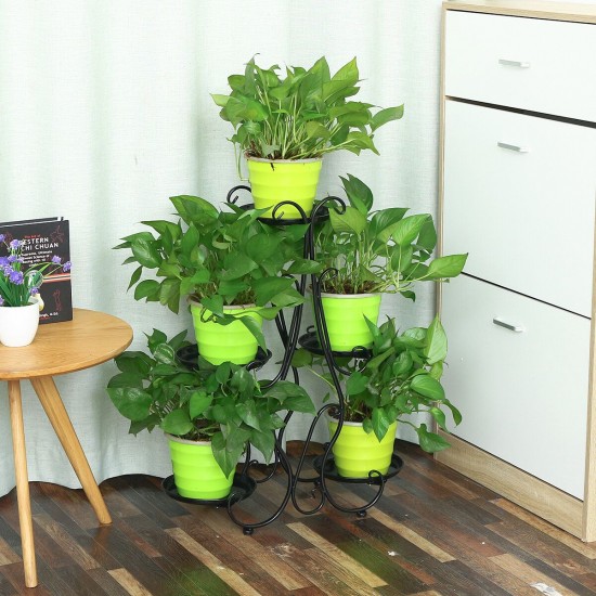 28.3 x 23inch 5 Tier Metal Plant Stand Flower Pot Holder Shelf Rack Garden Home