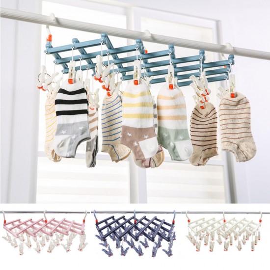 29 Clips Cloth Folding Laundry Underwear Socks Bra Airer Hanger Drying Rack Organizer
