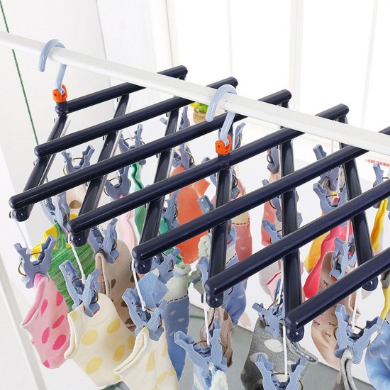 29 Clips Cloth Folding Laundry Underwear Socks Bra Airer Hanger Drying Rack Organizer