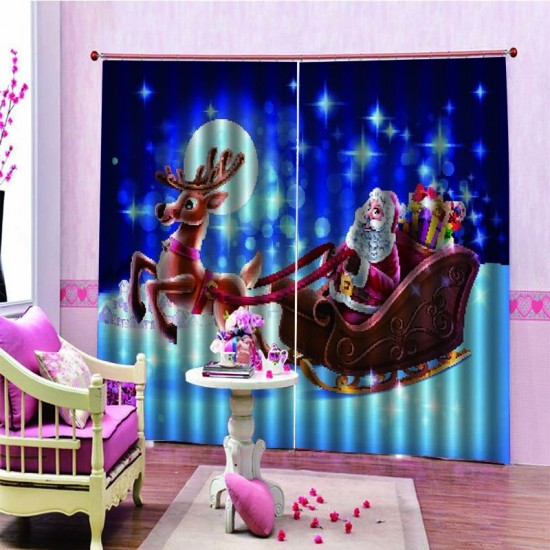 2PCS 3D Print Window Curtain Drapery Door Screen Panel for Christmas Decoration