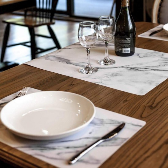 2PCS Marble Placemats Kitchen Dining Table Place Mats Pads Decor PVC 45x30CM