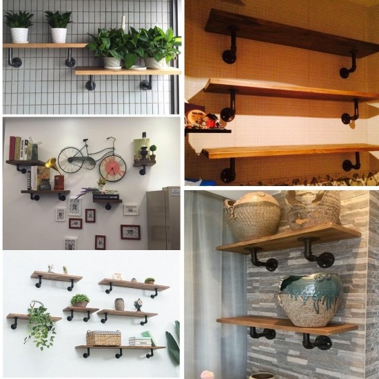 2PCS Steampunk Industrial Steel Pipes Fittings scaffold board shelf brackets 2PCS Steampunk Industrial Steel Pipes Fittings scaffold board shelf brackets