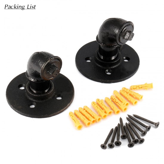 2Pcs Black Iron Industrial Pipe Hooks for Coat Towel Dressing Gown