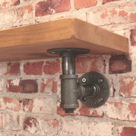 2Pcs 3/4 Inch Iron Shelf Support Flange Industrial Pipe Bracket 130x160mm 2Pcs 3/4 Inch Iron Shelf Support Flange Industrial Pipe Bracket 130x160mm