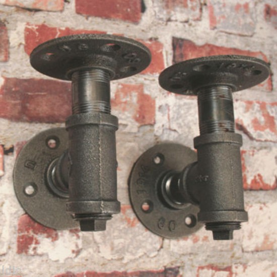 2Pcs 3/4 Inch Iron Shelf Support Flange Industrial Pipe Bracket 130x160mm 2Pcs 3/4 Inch Iron Shelf Support Flange Industrial Pipe Bracket 130x160mm