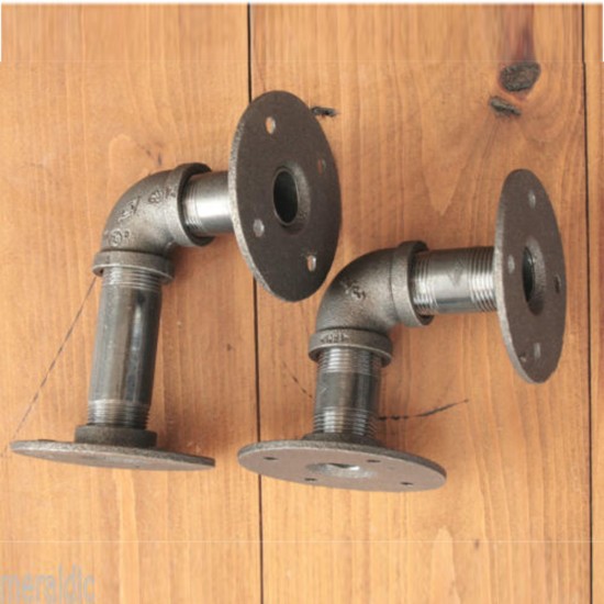 2Pcs 3/4 Inch Iron Shelf Support Flange Industrial Pipe Bracket 13x16cm 2Pcs 3/4 Inch Iron Shelf Support Flange Industrial Pipe Bracket 13x16cm