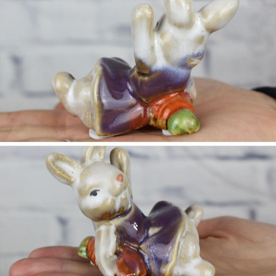 2Pcs Ceramic Bunny Easter Vintage Rabbit Decorations Table Party Home Ornaments