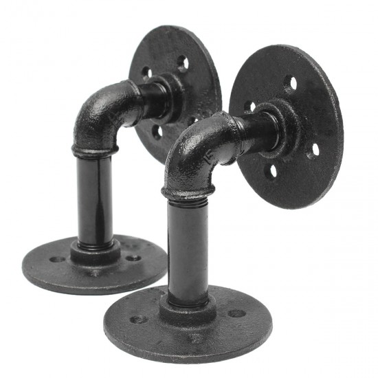 2Pcs Industrial Pipe Shelf Brackets Bookcases Holder Shelving Storage Rustic Decoration 2Pcs Industrial Pipe Shelf Brackets Bookcases Holder Shelving Storage Rustic Decoration