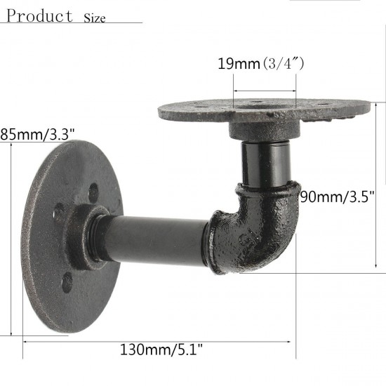 2Pcs Industrial Pipe Shelf Brackets Bookcases Holder Shelving Storage Rustic Decoration 2Pcs Industrial Pipe Shelf Brackets Bookcases Holder Shelving Storage Rustic Decoration