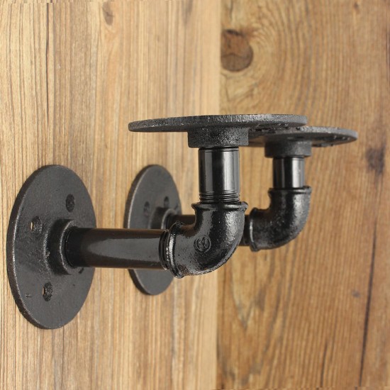 2Pcs Industrial Pipe Shelf Brackets Bookcases Holder Shelving Storage Rustic Decoration 2Pcs Industrial Pipe Shelf Brackets Bookcases Holder Shelving Storage Rustic Decoration