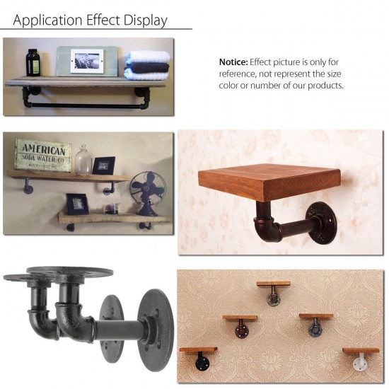 2Pcs Industrial Pipe Shelf Brackets Bookcases Holder Shelving Storage Rustic Decoration 2Pcs Industrial Pipe Shelf Brackets Bookcases Holder Shelving Storage Rustic Decoration