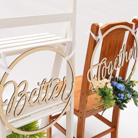 2Pcs Wedding Chair Signs Decorative Wooden Pendants Groom Bride Party Decorations 2Pcs Wedding Chair Signs Decorative Wooden Pendants Groom Bride Party Decorations
