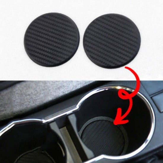 2Pcs/Set Auto Car Accessories Water Cup Slot Non-Slip Carbon Fiber Look Mat Decorations 2Pcs/Set Auto Car Accessories Water Cup Slot Non-Slip Carbon Fiber Look Mat Decorations