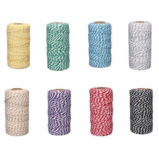 2mm 100M Macrame Rope Bicolor Cotton Twisted Cord Hand Craft String DIY Sewing Cloth Supply