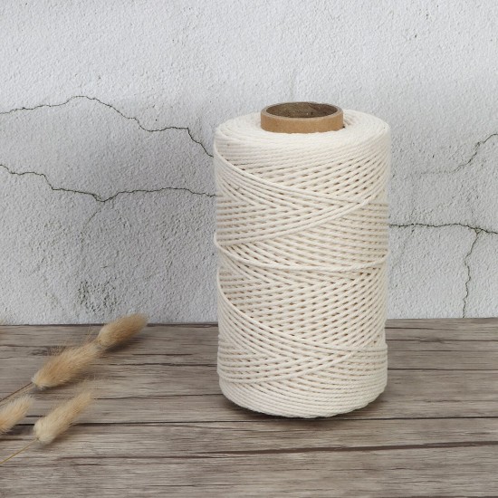 2mm 200M Beige/White DIY Cotton Twisted Cord Rope Craft Macrame String Natural 2mm 200M Beige/White DIY Cotton Twisted Cord Rope Craft Macrame String Natural