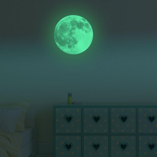 30cm Luminous Glow in the Dark Moon Wall Sticker Home Art Decor Kids Room Decal