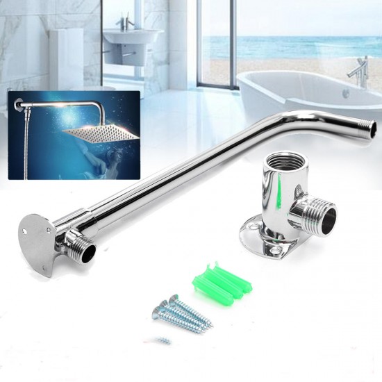 31cm Bathroom Chrome Wall Mounted Shower Extension Arm Pipe Bottom Entry for Rain Shower Head