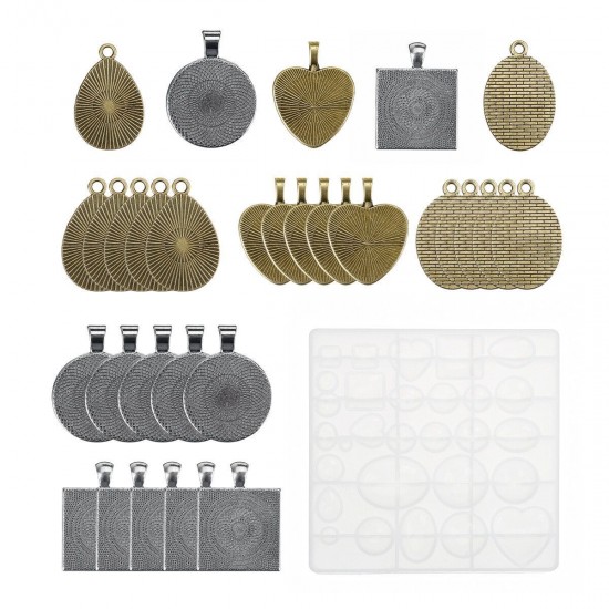 31pcs Resin Casting Molds Kit Silicone Mold Jewelry Making Pendant DIY Mould Set 31pcs Resin Casting Molds Kit Silicone Mold Jewelry Making Pendant DIY Mould Set