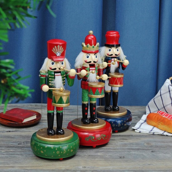 32CM Wooden Guard Nutcracker Soldier Toy Music Box Christmas Decorations Xmas Gift 32CM Wooden Guard Nutcracker Soldier Toy Music Box Christmas Decorations Xmas Gift