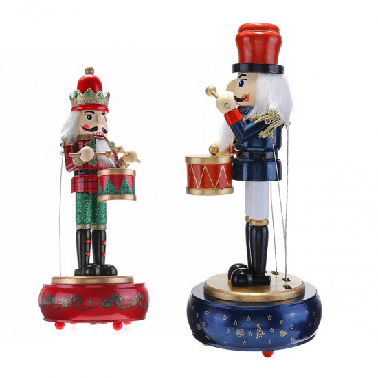 32CM Wooden Guard Nutcracker Soldier Toy Music Box Christmas Decorations Xmas Gift