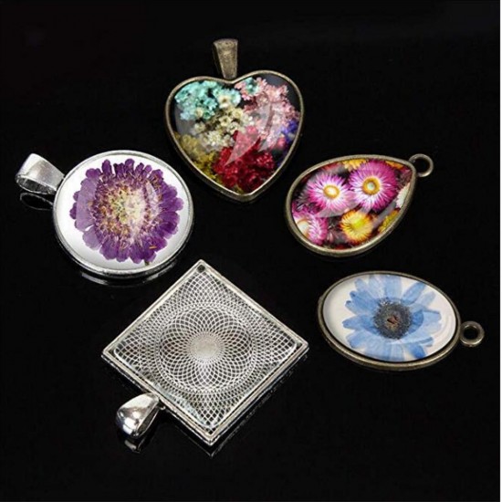 35Pcs/Set Pendant Trays Set DIY Jewelry Bezel Making Crystal Bracelet Pendant Silicone Resin Mould Jewelry Casting Molds Kit Vintage Base
