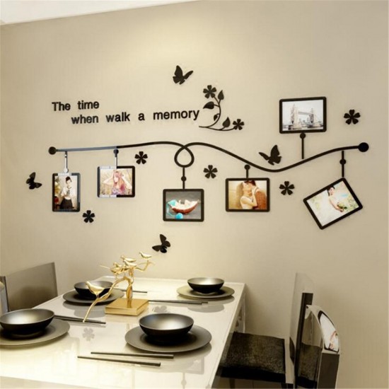 3D Acrylic Photo Frame Wall Sticker Bedroom TV Background Home Office Decorative