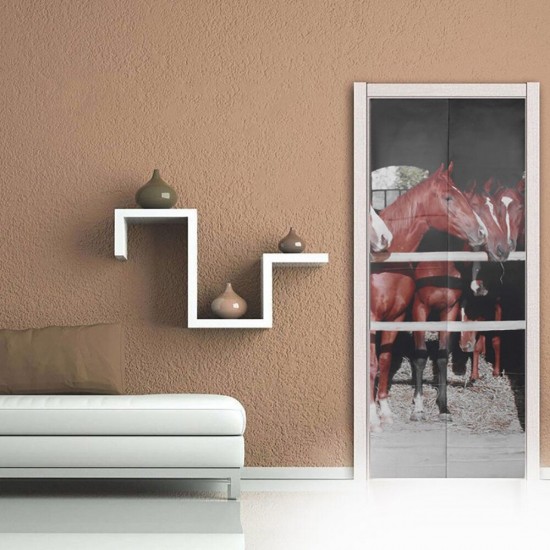 3D Creative Horse Door Wall Sticker Decals Self Adhesive Mural Home Art Decor 3D Creative Horse Door Wall Sticker Decals Self Adhesive Mural Home Art Decor
