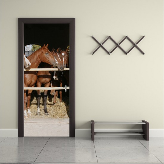 3D Creative Horse Door Wall Sticker Decals Self Adhesive Mural Home Art Decor 3D Creative Horse Door Wall Sticker Decals Self Adhesive Mural Home Art Decor