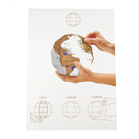 3D DIY Scratch Globe Stereo Assembly Scratch Globe Tellurion Set World Map Travel Geography Teaching Apparatus