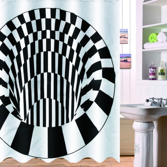 3D Effect Geometric Square Bathroom Bath Shower Curtain 180*180cm w/ 12 3D Effect Geometric Square Bathroom Bath Shower Curtain 180*180cm w/ 12