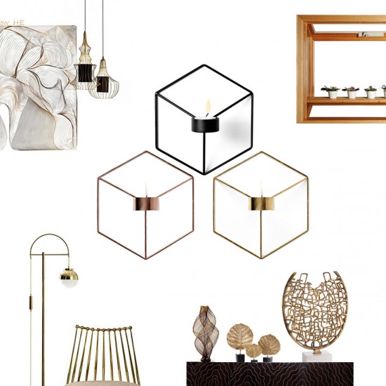 3D Geometric Nordic Style Candle Holder Iron Candlestick Handmade Wall Art Room Home Decor 3D Geometric Nordic Style Candle Holder Iron Candlestick Handmade Wall Art Room Home Decor