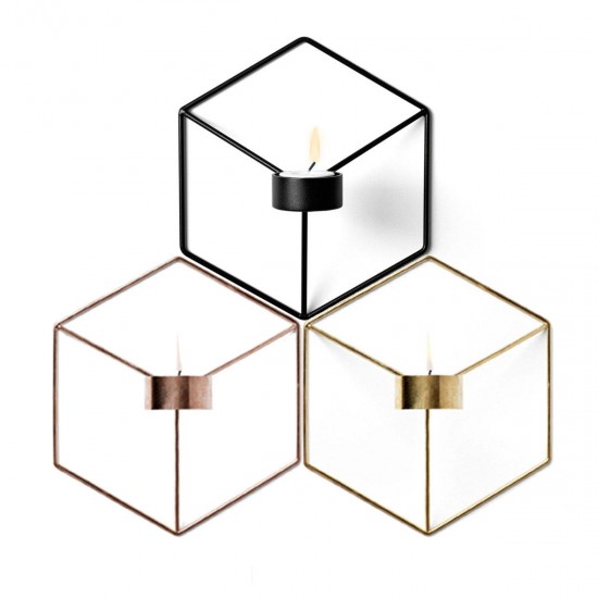 3D Geometric Nordic Style Candle Holder Iron Candlestick Handmade Wall Art Room Home Decor 3D Geometric Nordic Style Candle Holder Iron Candlestick Handmade Wall Art Room Home Decor