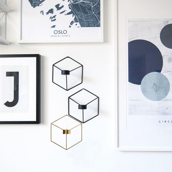3D Geometric Nordic Style Candle Holder Iron Candlestick Handmade Wall Art Room Home Decor 3D Geometric Nordic Style Candle Holder Iron Candlestick Handmade Wall Art Room Home Decor