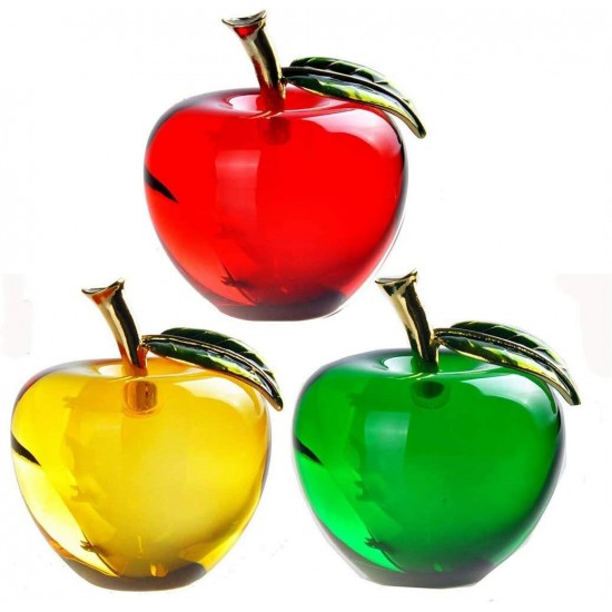 3D Glaze Crystal Apple Figurine Glass Paperweight Wedding Favor Decor 60mm/50mm